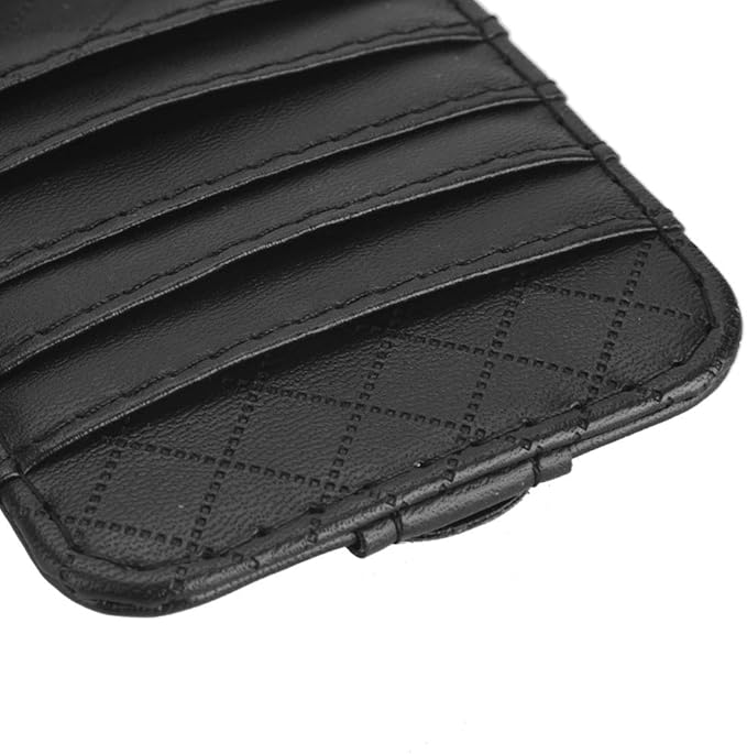 Restokki Car Visor Organizer Sun Holder Storage Pouch Card Bill Bag for Car Truck Universal Size Black Leather