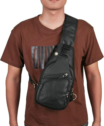 Le'aokuu Men Fashion Casual Tea Designer Travel Hiking Crossbody Chest Sling Bag Rig One Shoulder Strap Bag Men Leather 8015 | Fashion, Casual, Tea, Designer, Travel, Hiking