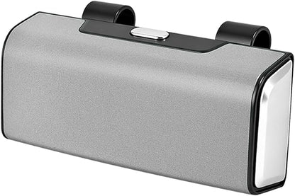 Car Sunglasses Holder for Sun Visor, Button Leather Eyeglass Hanger and Interior Storage Box