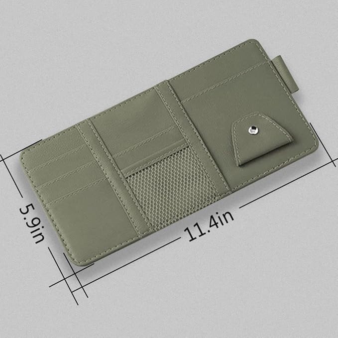 1 Pack Car Sun Visor Organizer, Sunglasses Holder for Car Sun Visor, Auto Interior Accessories Pocket Organizers Can Store for Sunglasses, Documents, Cards, Pen, Drivers License (Grey)