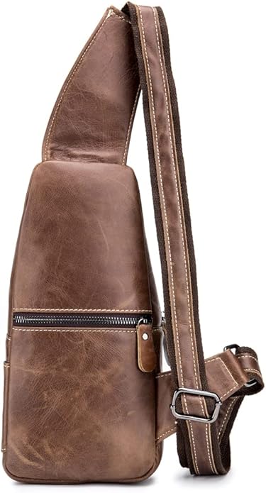 Hebetag Leather Sling Bag Crossbody Backpack for Men Women Travel Outdoor Camping