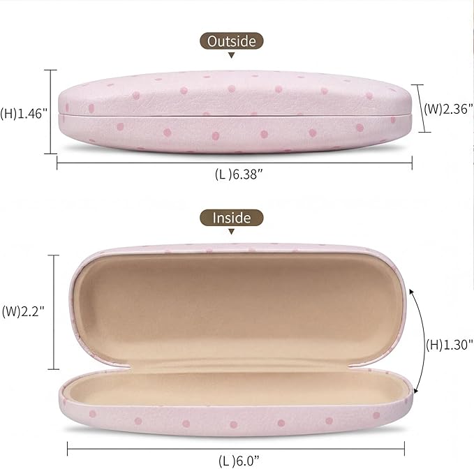 Glasses Case Hard, Cute Sunglasses Case for Women Leather Protective Case for Eyeglass with Cleaning Cloth