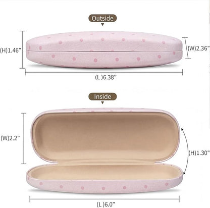 Glasses Case Hard, Cute Sunglasses Case for Women Leather Protective Case for Eyeglass with Cleaning Cloth
