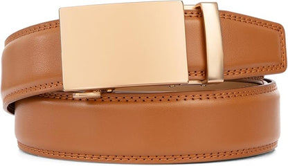 Founders & C Ratchet Belts for Men-Black/Brown Belt Leather 1 3/8" for Casual Dress-Micro Adjustable Belt
