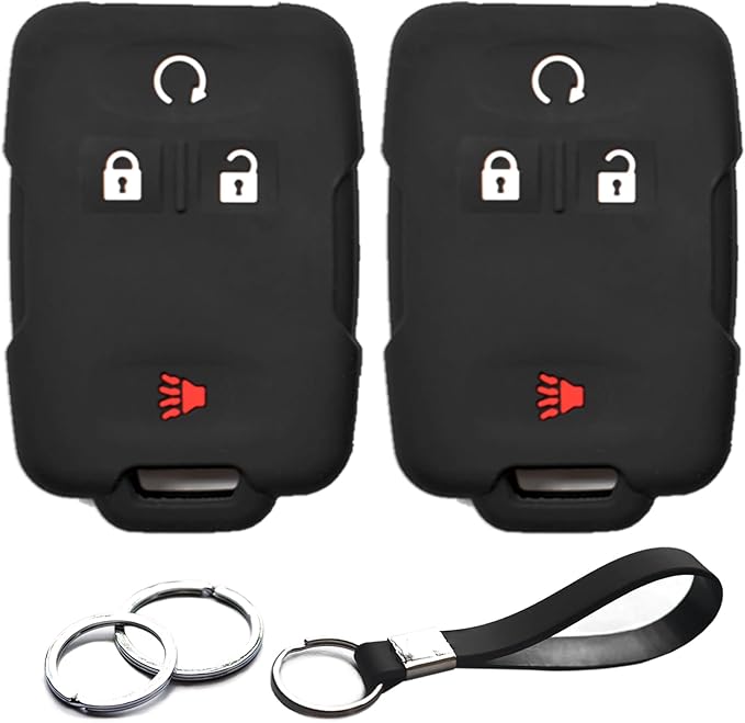 2pcs Compatible with Chevy Chevrolet Silverado Colorado Suburban Tahoe Avalanche Equinox Traverse GMC Canyon Yukon XL Sierra 1500 2500 3500 HD Terrain Acadia Key FOB Cover Case Keychain Holder