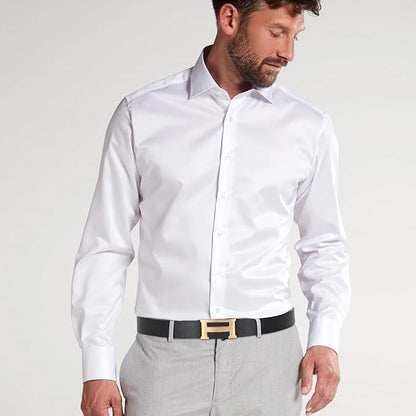 Aurolran Men&Womens Leather Dress Belt Business Automatic Buckle Belt Color-Black Silver Gold
