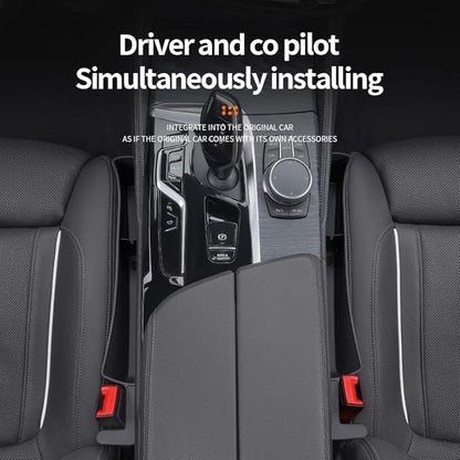 Car Seat Gap Filler, Seat Gap Organizer with Phone Holder, Car Seat Accessories, Car Organizer Fit Car SUV Truck-2PCS Black