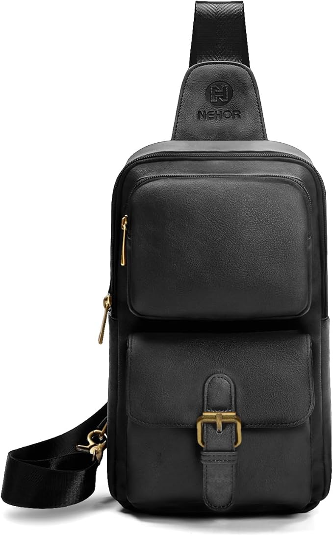 Sling Bag for Men Women Pu Leather Crossbody Bag Waterproof Funny Waist Pack Vintage Shoulder Bags