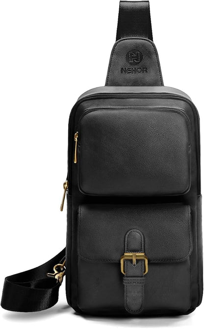 Sling Bag for Men Women Pu Leather Crossbody Bag Waterproof Funny Waist Pack Vintage Shoulder Bags