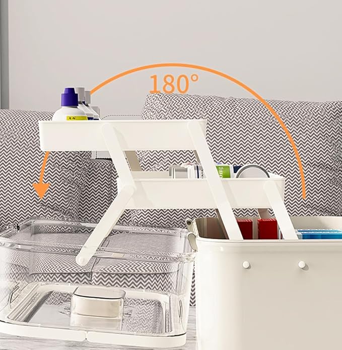 3-Tier 12 x 9 x 7 Medicine Organizer, Medicine Cabinet Organizer with Portable Pill Case, Multipurpose Plastic Box for Storage Empty First Aid Box