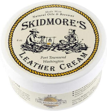 Skidmore’s Leather Cream: All-Natural, Non-Toxic Leather Conditioner - Made in USA Since 1984. Water Repellent Formula Restores Leather Couches, Car Seats, Boots, Shoes, Purses, Bags, and Tack. 6 Oz