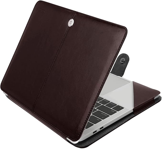 MOSISO Case Compatible with MacBook Air 13.6 inch M4 M3 M2 2025-2022 /Air 13 M1 2022-2018 /Pro 13 inch M2 M1 2025-2016, PU Leather Portfolio Protective Stand Cover, Chestnut Brown