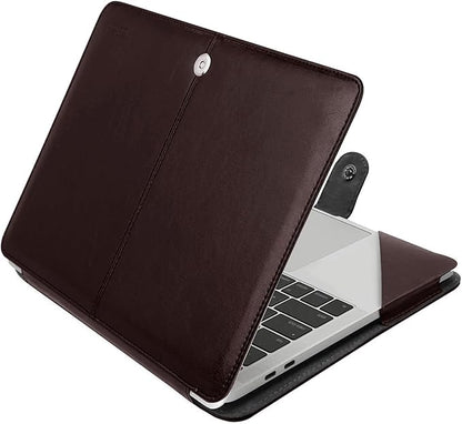 MOSISO Case Compatible with MacBook Air 13.6 inch M4 M3 M2 2025-2022 /Air 13 M1 2022-2018 /Pro 13 inch M2 M1 2025-2016, PU Leather Portfolio Protective Stand Cover, Chestnut Brown