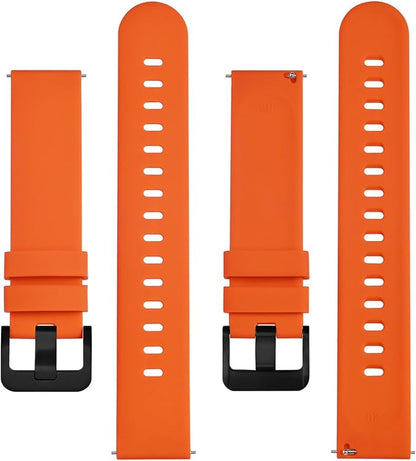 BISONSTRAP Silicone Watch Bands, Slim Watch Straps with Quick Release, 20mm, Orange with Black Buckle
