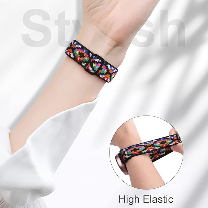 Lerobo Elastic Bands Compatible with Samsung Galaxy Watch 8 7 6 5 4 40mm 44mm/Galaxy Watch 8 Classic 6 4 Classic 43mm 47mm 42mm 46mm/5 Pro Band 45mm/Active 2,3 Pack 20mm Adjustable Nylon Sport Band