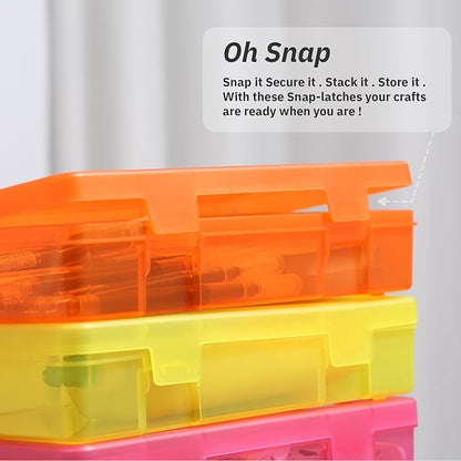 novelinks Plastic Small Storage Bins with Lids for Organizing, Mini Clear Storage Containers and Stackable Storage Box Organizer for Pencil Boxes, Task Boxes, Crayon Boxes (9 Pack Medium -Color)
