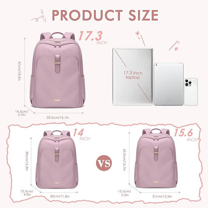 Laptop Backpack for Women,Casual Work Business Backpacks Purse Carry on Travel Backpack,17.3 Inch,Pinkish purple