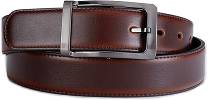 Belts for Men Reversible Leather 1.25” Waist Strap Fashion Dress Buckle Beltox