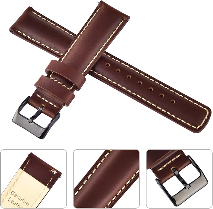 Ritche Christmas Gift Quick Release Leather Watch Bands Genuine Watch Straps for Men Women Top Grain Leather Watch Strap, White Elephant Gifts, Stocking Stuffers for Men, Father's Day gifts