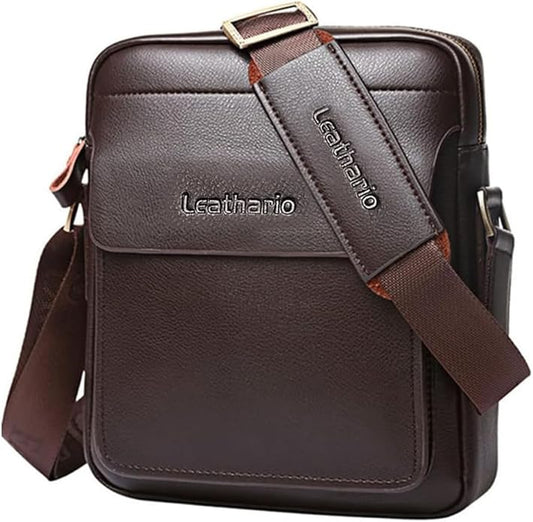 Leathario Crossbody Bag For Men Vegan Leather Shoulder Messenger Purse Sling Satchel Bag For Work Business Travel | Vegan Leather, Purse, For Work, Business, Travel
