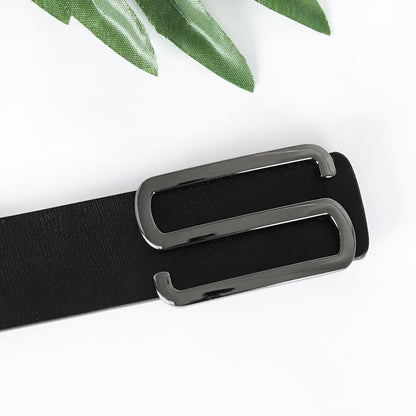 Aurolran Men&Womens Leather Dress Belt Business Automatic Buckle Belt Color-Black Silver Gold