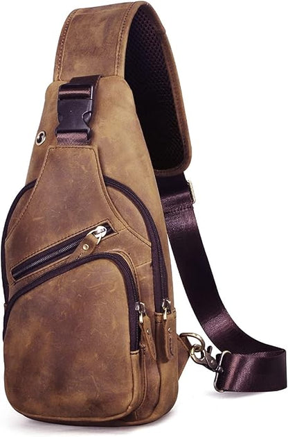 Le'aokuu Men Fashion Casual Tea Designer Travel Hiking Crossbody Chest Sling Bag Rig One Shoulder Strap Bag Men Leather 8015 | Fashion, Casual, Tea, Designer, Travel, Hiking
