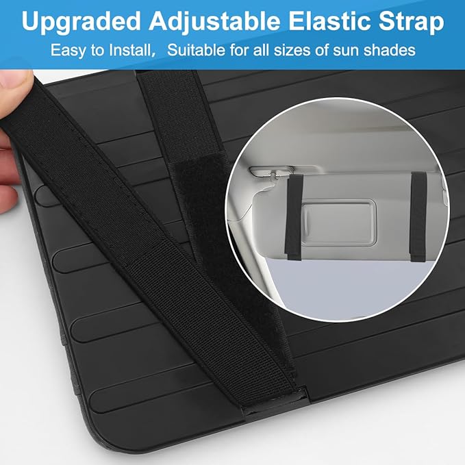 Sun Visor Organizer, Multi-Pocket Auto Visor Organizer for Car, SUV and Truck, Card Holder Glasses Holder for Car Interior Accessories Car Organizers And Storage, Gray