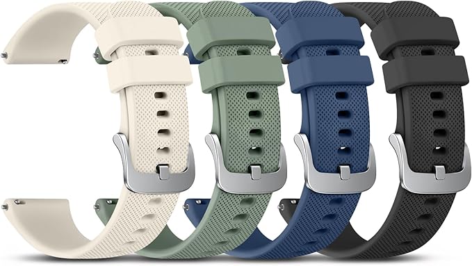 Vanjua 18mm Watch Bands Quick Release Replacement Wristband, 4 Pack Soft Silicone Waterproof Sport Straps Band for Men Women
