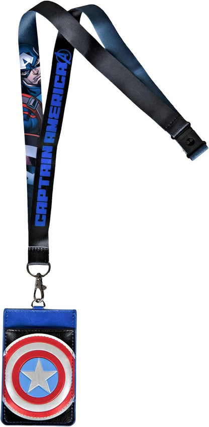 Deluxe Marvel Lanyard with PU Card Holder - Captain America