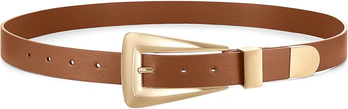 Women's Leather Belts for Jeans Pants Fashion Leather Waist Belt Ladies Dress Belts with Gold/Silver Buckle