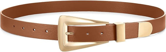 Women's Leather Belts for Jeans Pants Fashion Leather Waist Belt Ladies Dress Belts with Gold/Silver Buckle