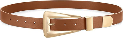Women's Leather Belts for Jeans Pants Fashion Leather Waist Belt Ladies Dress Belts with Gold/Silver Buckle
