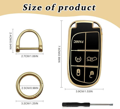 for Jeep Key Fob Cover Keychain Soft Full Protection Key Case Shell, Car Accessories for Man,Girls, Women, Compatible with Jeep Smart Key 3 4 5 Buttons Protector(Black)