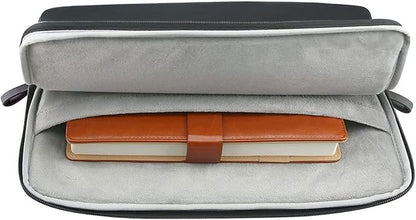 MOSISO Laptop Sleeve Bag 16 inch Compatible with MacBook Air 15 inch 2026-2023 M4 M3 M2/Pro 16 inch 2026-2019 M4 M3 M2 M1, 15-15.6 inch Notebook, PU Leather Padded Bag Waterproof Case, Black