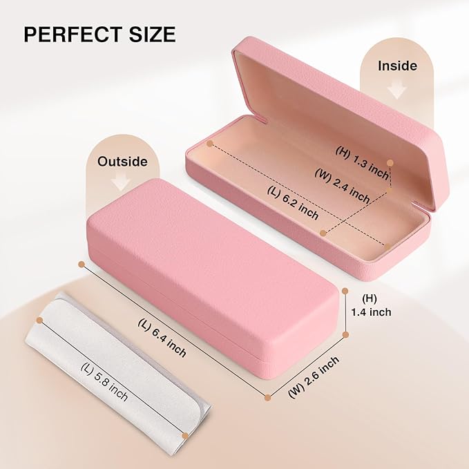 Marvolia Glasses Case Hard Shell Square Large Eyeglasses Case PU Leather Protective Case for Sunglasses Eyeglasses