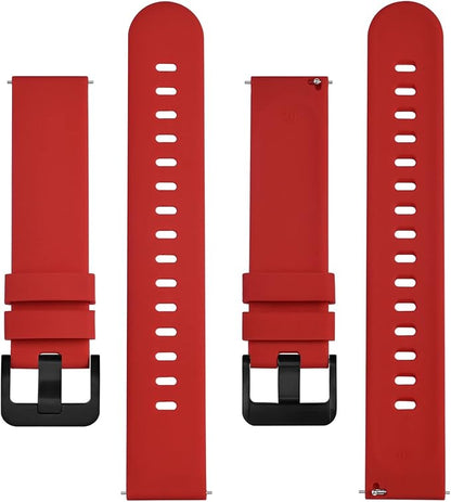 BISONSTRAP Silicone Watch Bands, Slim Watch Straps with Quick Release, 22mm, Red with Black Buckle