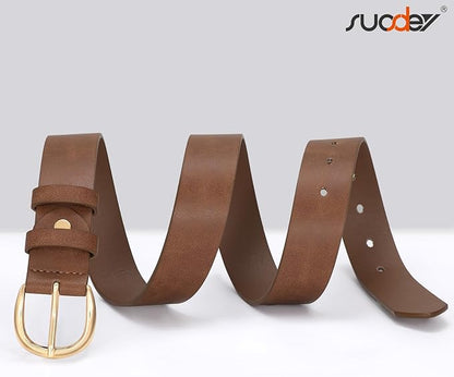 SUOSDEY Womens Casual Leather Belt for Jeans Dress Pants,Fashion Ladies Waist Belt