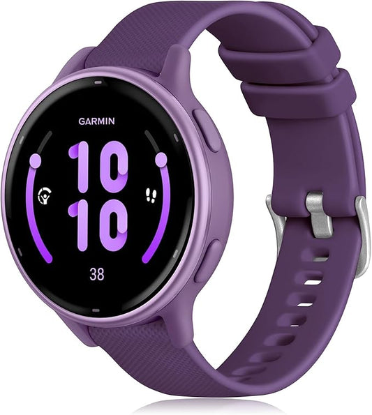 GEAK Compatible with Garmin Vivoactive 5 Watch Bands/Garmin Vivoactive 3 Watch Bands,20mm Silicone Band for Vivoactive 3 Music/Vivomove Sport,Forerunner 645/245 Music Smartwatch Women Men Plum