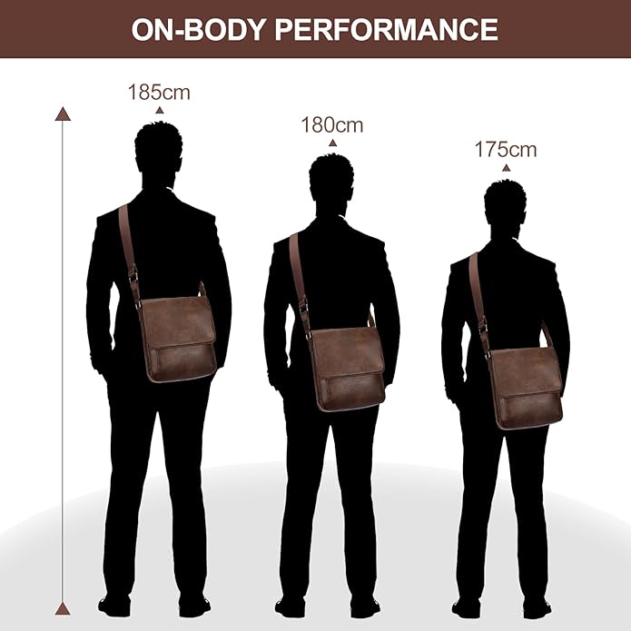 Leathario Men's Crossbody Bag, Vegan Leather, Shoulder Purse Side Sling Satchel, Small Messenger for Travel Work Daily