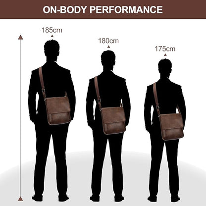 Leathario Men's Crossbody Bag, Vegan Leather, Shoulder Purse Side Sling Satchel, Small Messenger for Travel Work Daily