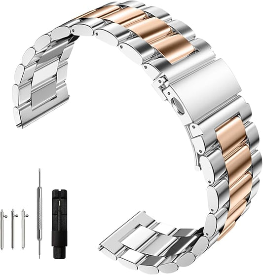 Quick Release Stainless Steel Watch Band Matte Brushed Metal Watchband 14mm 16mm 18mm 20mm 22mm 24mm Universal Solid Stainless Steel Metal Smartwatch Bracelet Replacement Band for Men Women