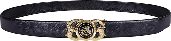 Dubulle Designer Ratchet Belt for Men Leather Fashion Adjustable Automatic Buckle Sliding Removable Dress Casual