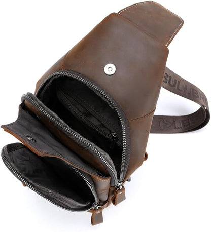 Sling Bag for Men Genuine Leather Chest Bag Crossbody Backpack Travel Hiking Outdoor Sports