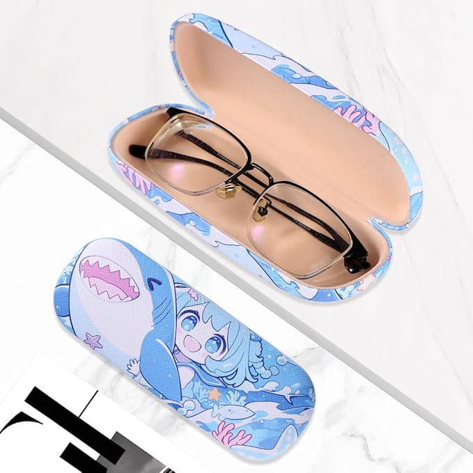 PERFECTSIGHT Hard Shell Eyeglasses Case, PU Leather Protective Glasses Case, Cute Eyeglass Case for Women Men Girls