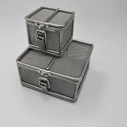Carligo Multi-Purpose Stainless Steel Mini Organizer Storage Box with Lock - Versatile Basket for Jewelry, Tools, and Small Items (3.6 x 3.6 x 3.6 inches)