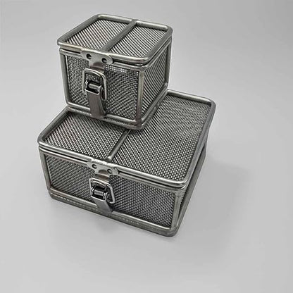 Carligo Multi-Purpose Stainless Steel Mini Organizer Storage Box with Lock - Versatile Basket for Jewelry, Tools, and Small Items (3.6 x 3.6 x 3.6 inches)