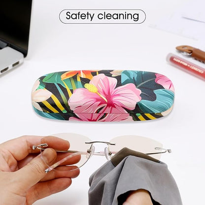 PERFECTSIGHT Hard Shell Eyeglasses Case, PU Leather Protective Glasses Case, Cute Eyeglass Case for Women Men Girls