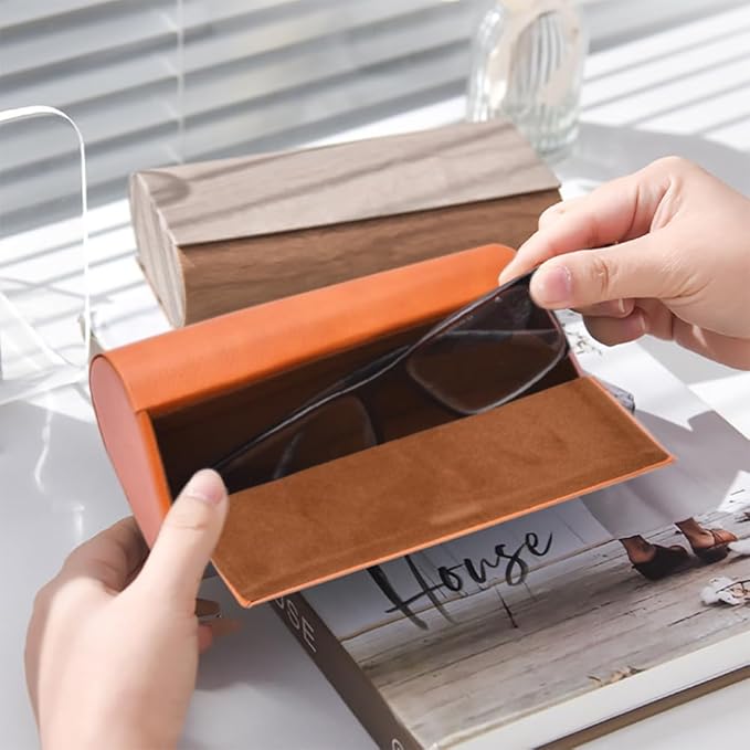 Philley Dual Glasses Case 2-in-1 PU Leather Hard Shell Double Eyeglasses case for Women & Men