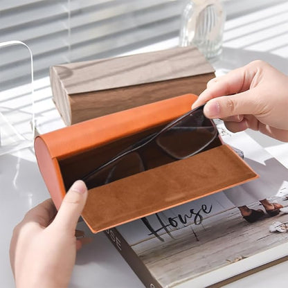 Philley Dual Glasses Case 2-in-1 PU Leather Hard Shell Double Eyeglasses case for Women & Men