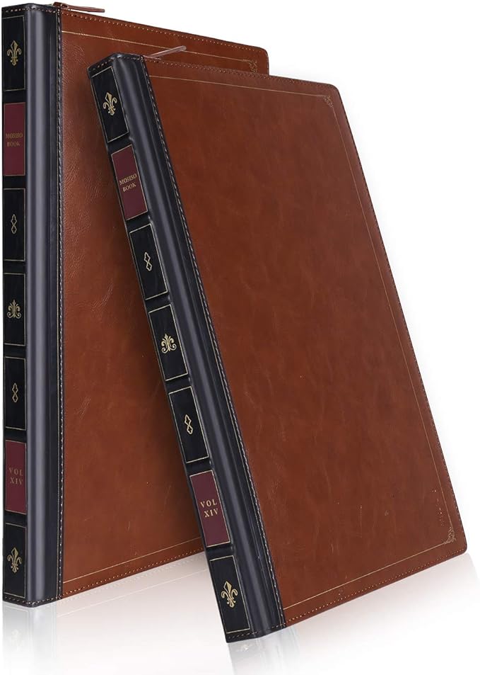 MOSISO Compatible with MacBook Pro 16 inch Case 2025-2021 M4 A3403 A3186 M3 A2991 M2 A2780 M1 A2485/2019 2020 A2141,PU Leather Laptop Sleeve Vintage Retro Zippered Portfolio Protective Cover,Brown